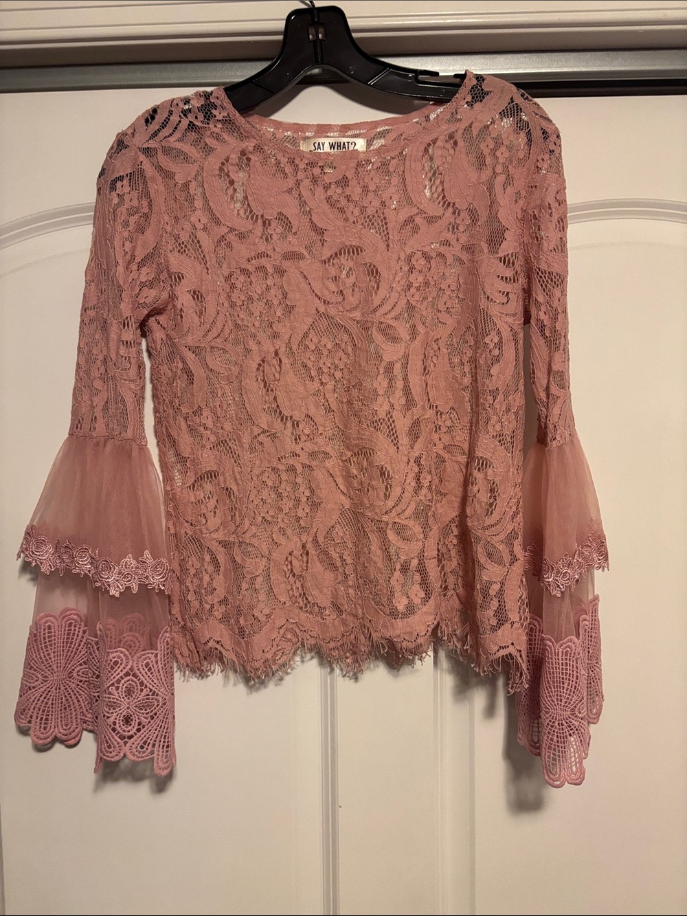 Romantic Dusty Pink Lace Top Size Medium